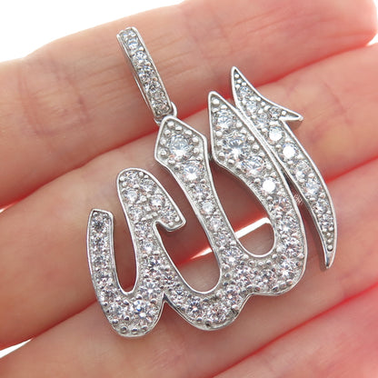 925 Sterling Silver C Z Muslims Allah Religious Sparkle Pendant