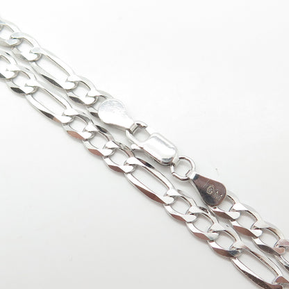 925 Sterling Silver Italy P. Lux Figaro Chain Necklace 20"