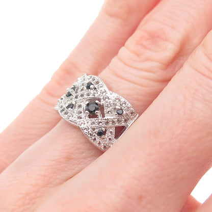 DBJ Dee Berkle 925 Sterling Silver Real Sapphire & White Topaz Ring Size 5