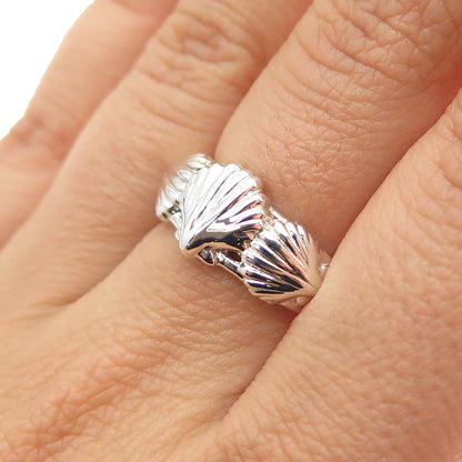 925 Sterling Silver Vintage Seashell Ring Size 7.25