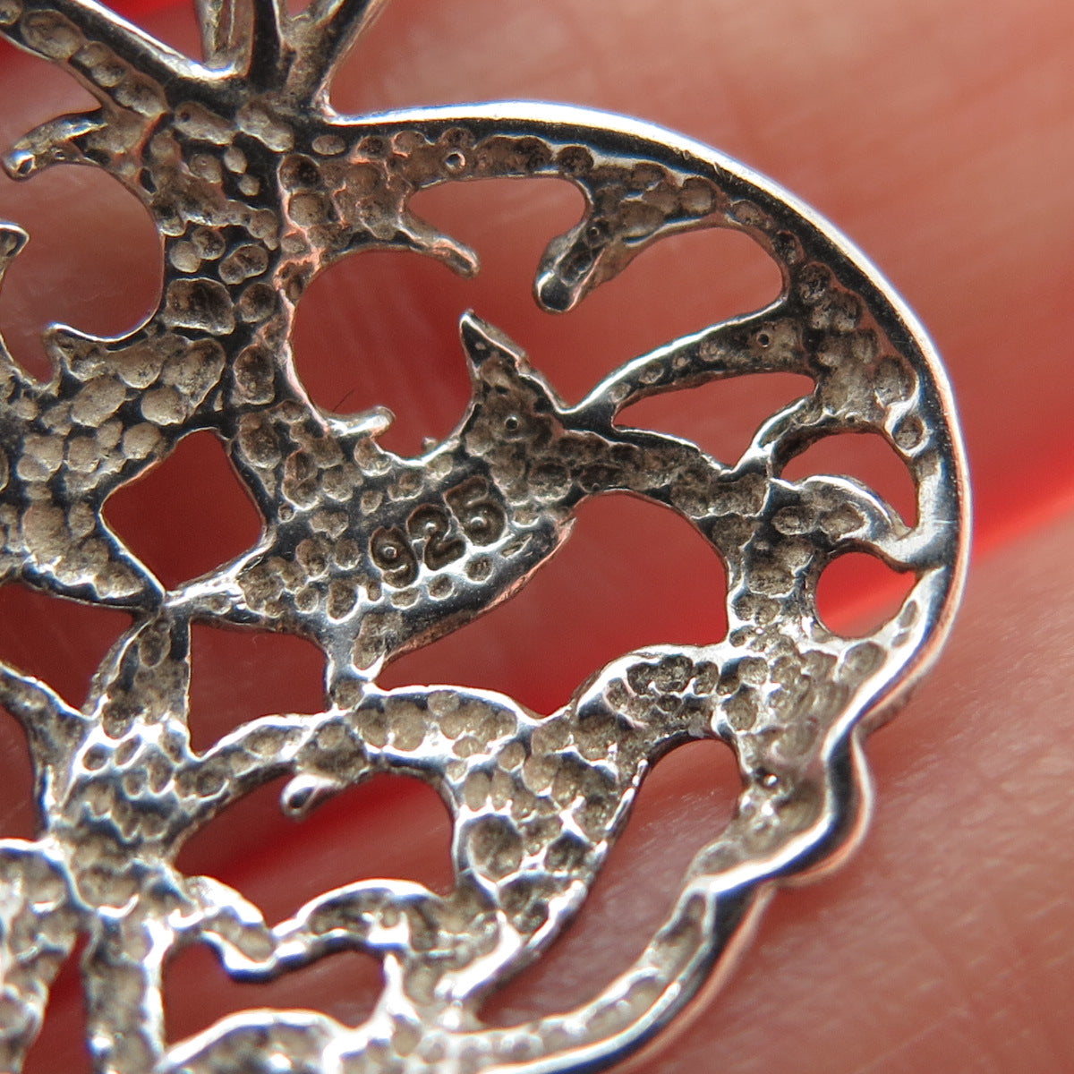 SHUBE 925 Sterling Silver Vintage Ornate Heart Charm Pendant
