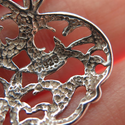 SHUBE 925 Sterling Silver Vintage Ornate Heart Charm Pendant