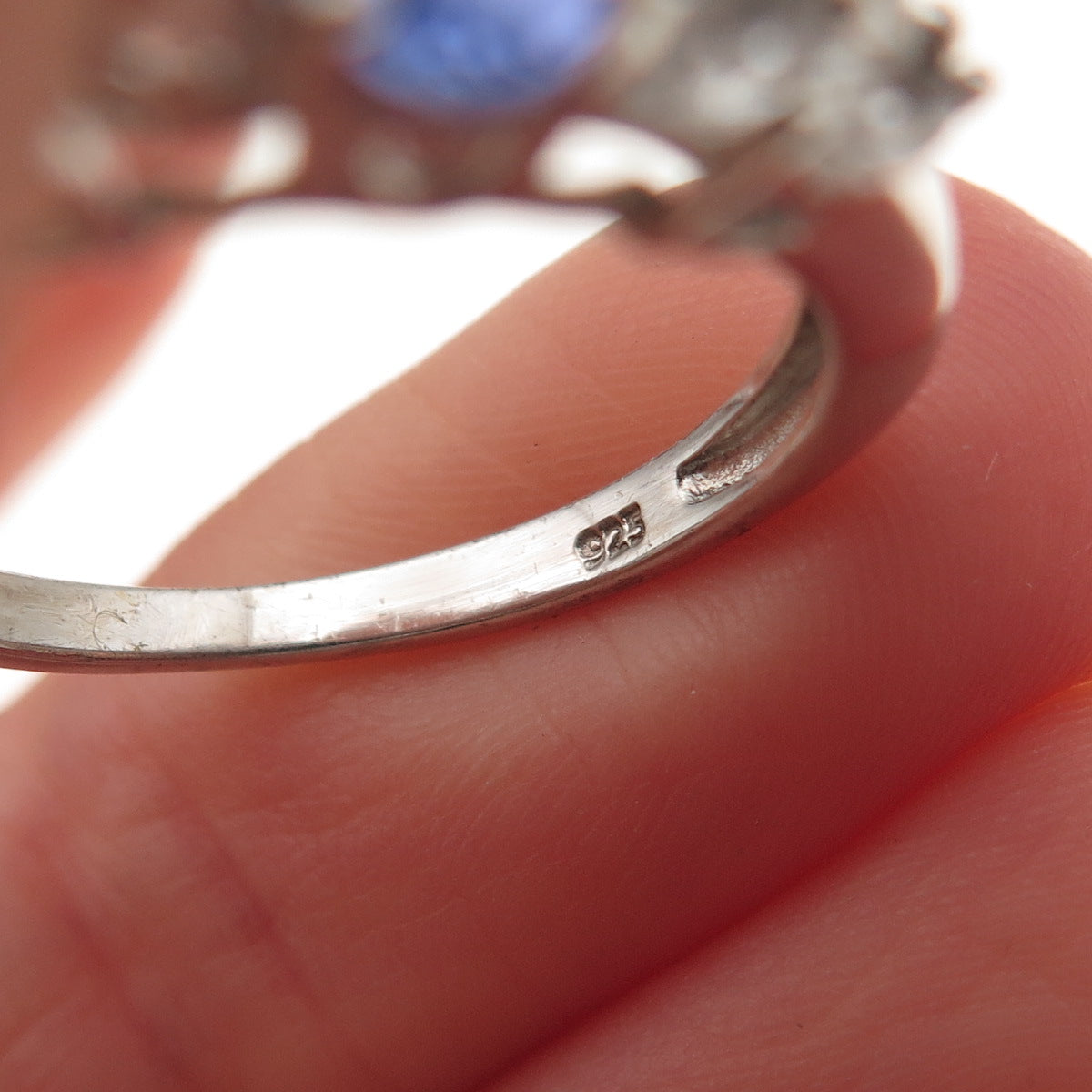 Chuck Clemency 925 Sterling Silver Real Tanzanite & White Topaz Ring Size 9