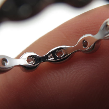 925 Sterling Silver Round-Cut C Z All Around Eternity Stackable Band Ring Size 6