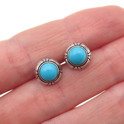 Desert Wind Sterling Silver Vintage Southwestern Real Turquoise Stud Earrings