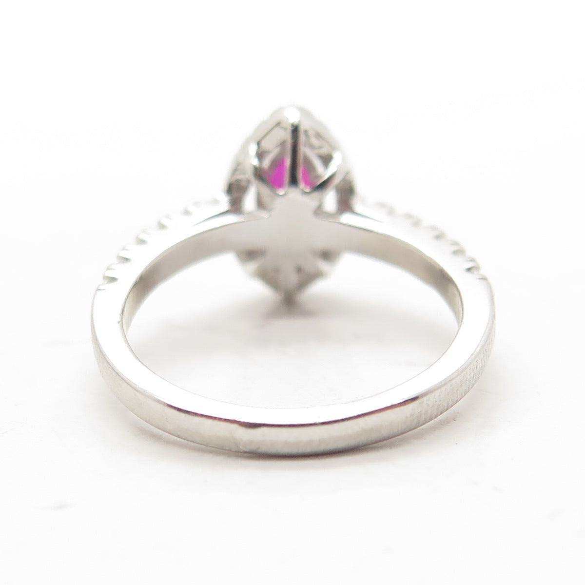 925 Sterling Silver Lab-Created Pink Sapphire & C Z Ring Size 6.75