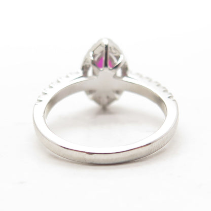 925 Sterling Silver Lab-Created Pink Sapphire & C Z Ring Size 6.75