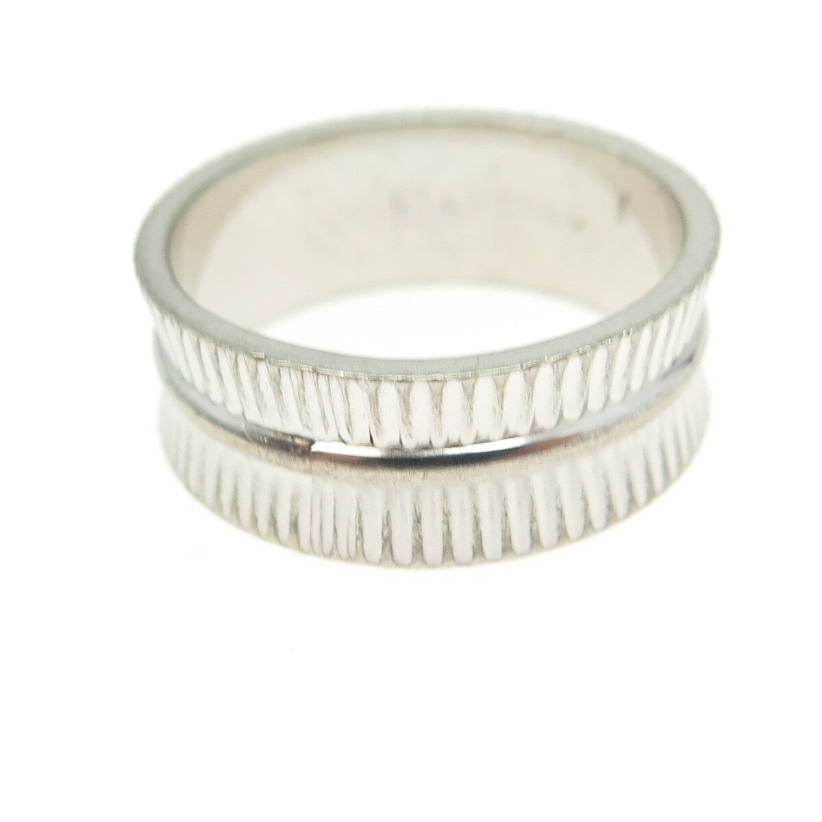 925 Sterling Silver Vintage Ribbed Band Ring Size 6.75