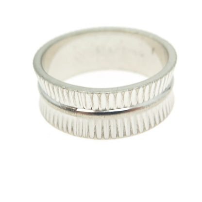 925 Sterling Silver Vintage Ribbed Band Ring Size 6.75