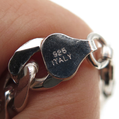 925 Sterling Silver Vintage Italy Figaro Link Bracelet 9"