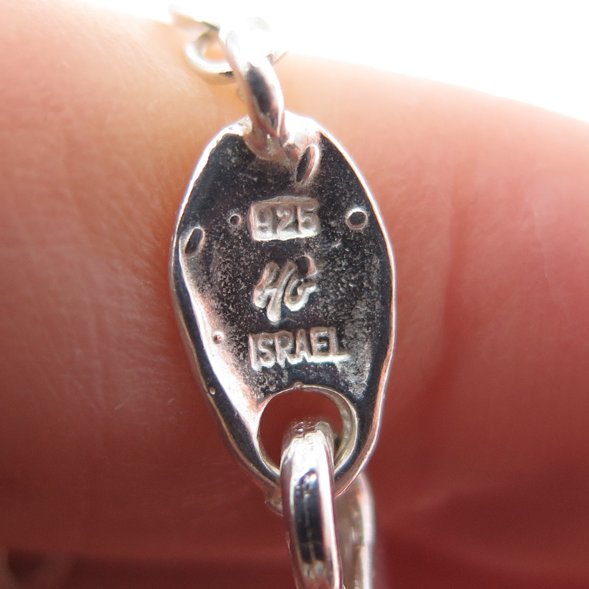 HAGIT GORALI 925 Sterling Silver Vintage Israel Modernist Necklace 16-20"