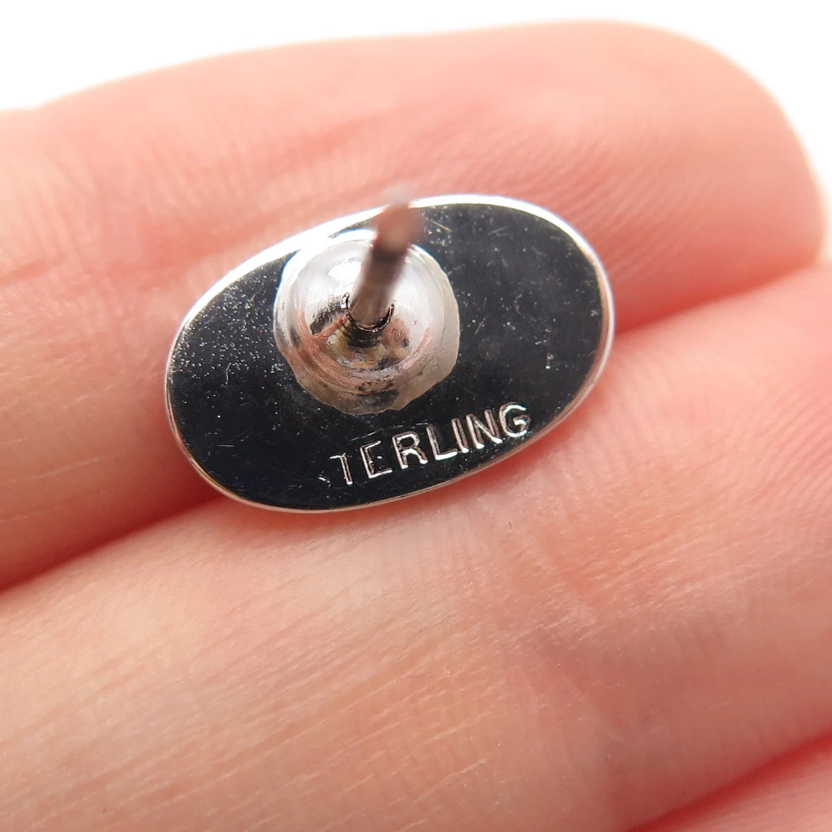 925 Sterling Silver Vintage Striped Oval Lapel Pin