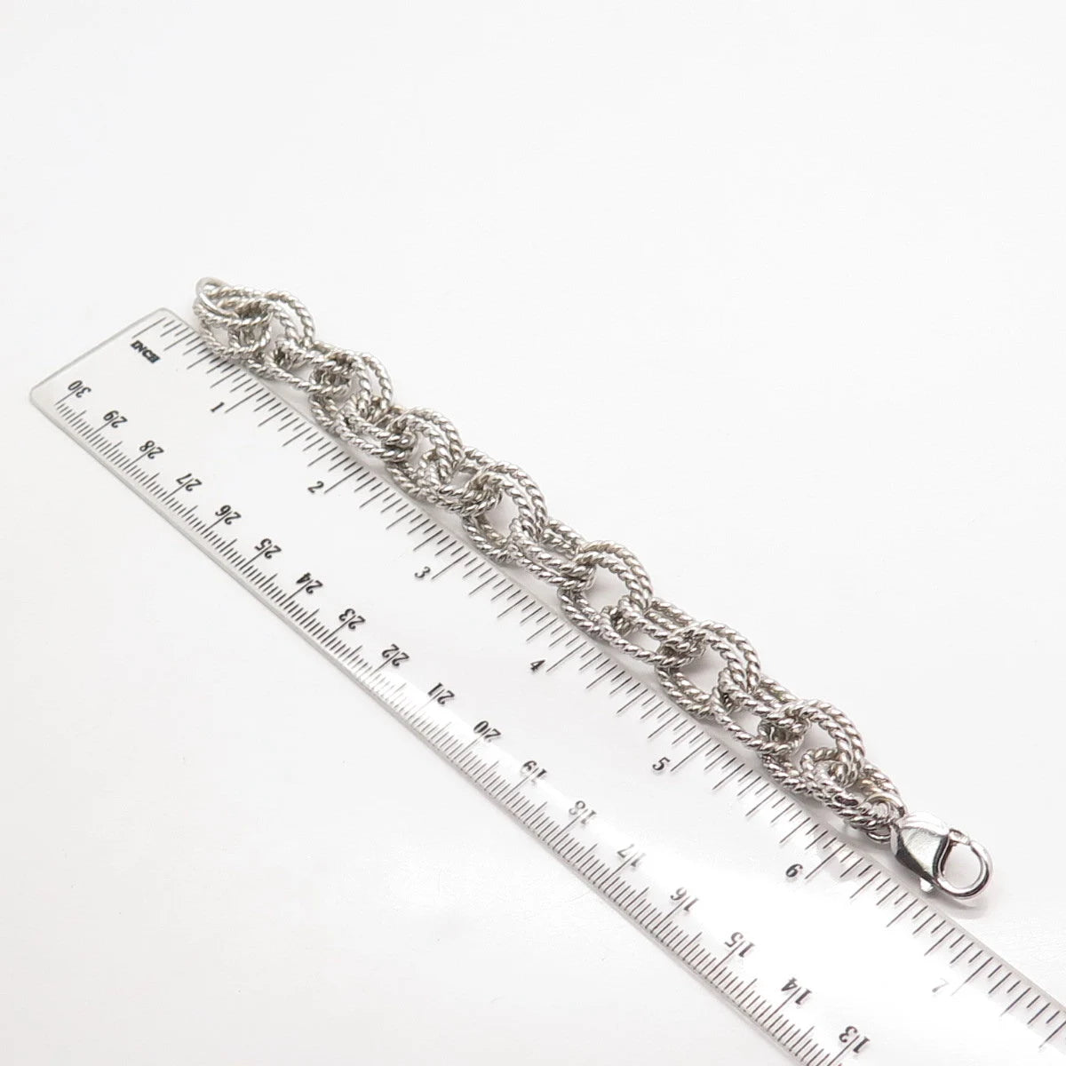 925 Sterling Silver Vintage Twisted Double Rolo Link Bracelet 6.25"