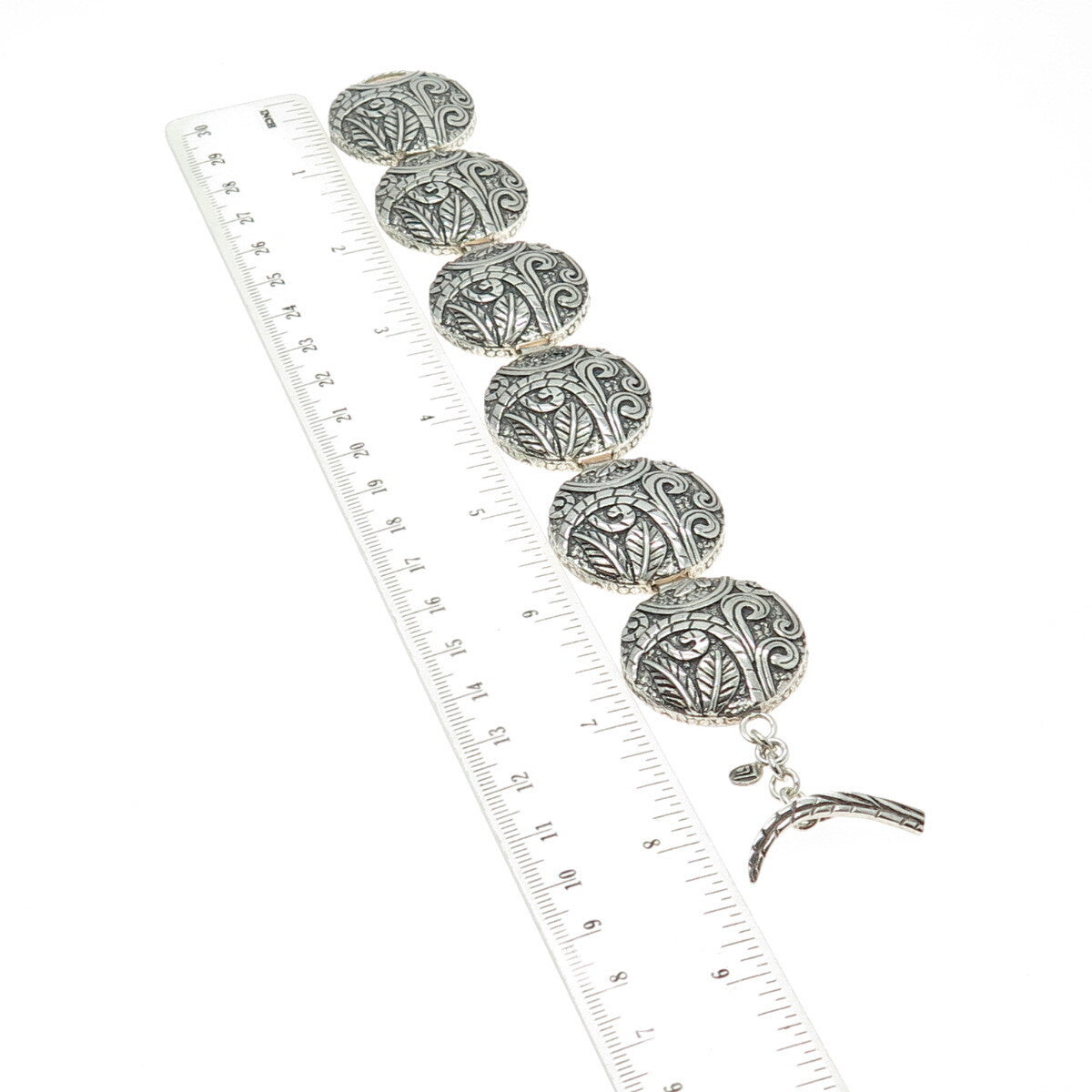 SILPADA 925 Sterling Silver Vintage Ancient Scroll Panel Link Bracelet 7.5"