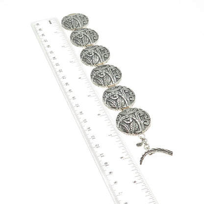 SILPADA 925 Sterling Silver Vintage Ancient Scroll Panel Link Bracelet 7.5"