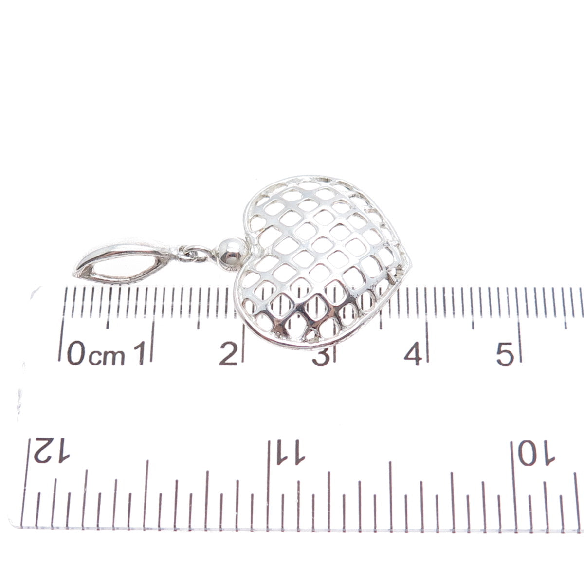 925 Sterling Silver Vintage Cage Heart Charm Pendant