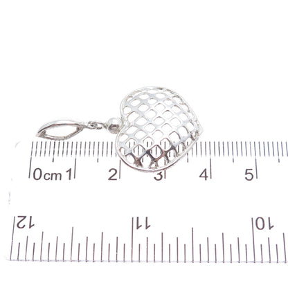 925 Sterling Silver Vintage Cage Heart Charm Pendant
