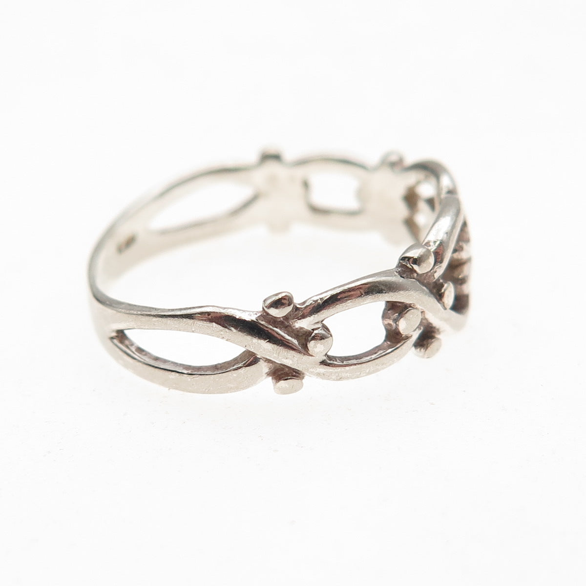 Charles Winston 925 Sterling Silver Vintage Heart Oxidized Ring Size 7.5