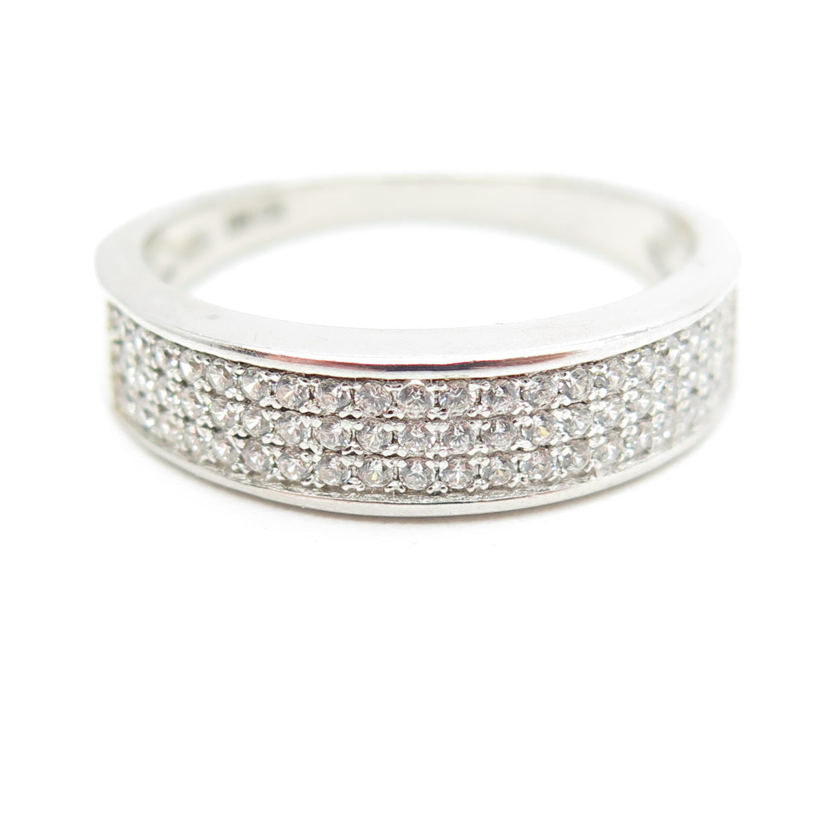 925 Sterling Silver Pave C Z Ring Size 9.75