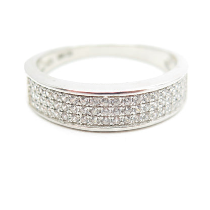 925 Sterling Silver Pave C Z Ring Size 9.75