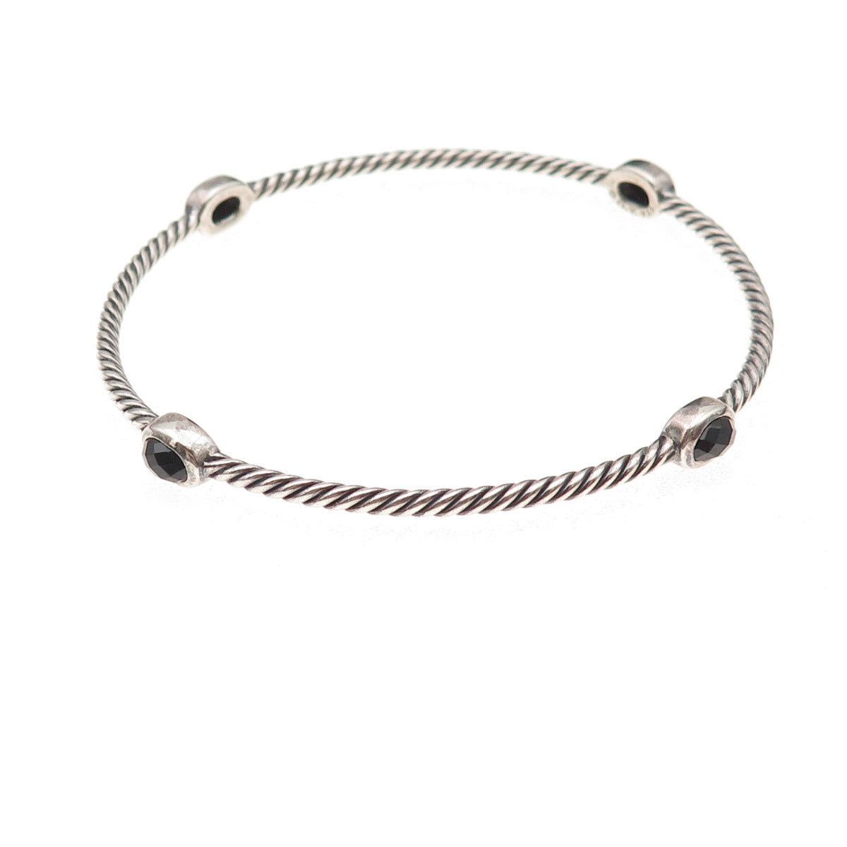 David Yurman 925 Sterling Vintage Real Spinel Cable Classics Bangle Bracelet 8"