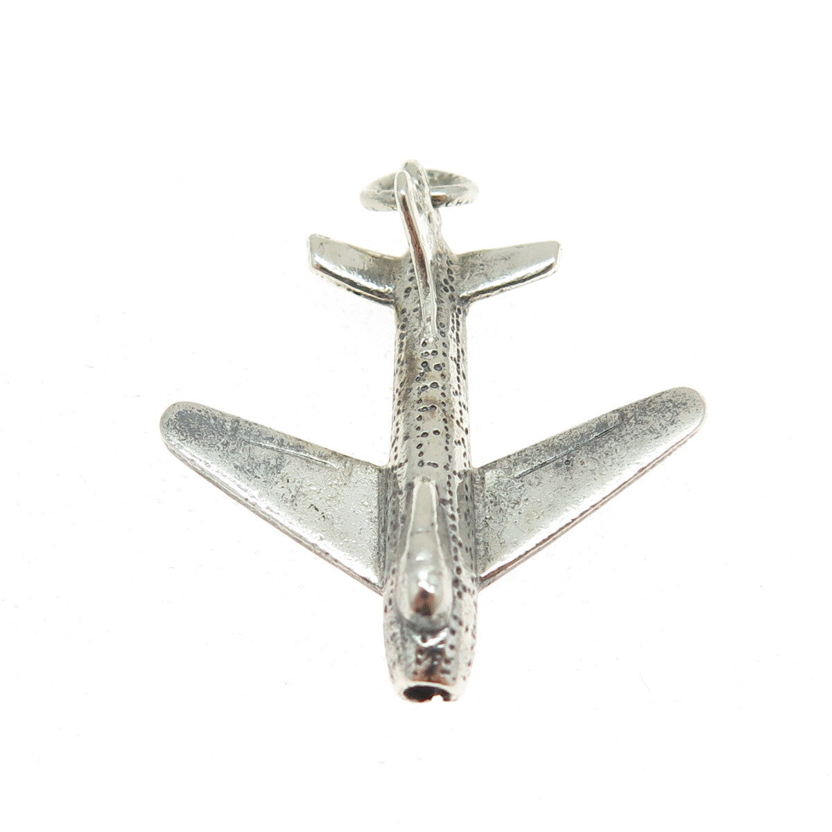 925 Sterling Silver Vintage Airplane Minimalist 3D Charm Pendant