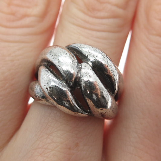 925 Sterling Silver Vintage Modernist Oxidized Ring Size 7