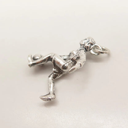 925 Sterling Silver Vintage Bowling Woman 3D Pendant
