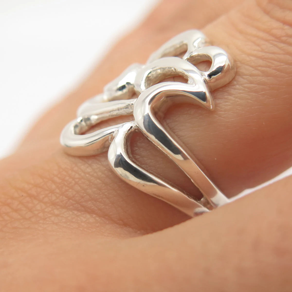 925 Sterling Silver Vintage Abstract Modernist Ring Size 8 1/4