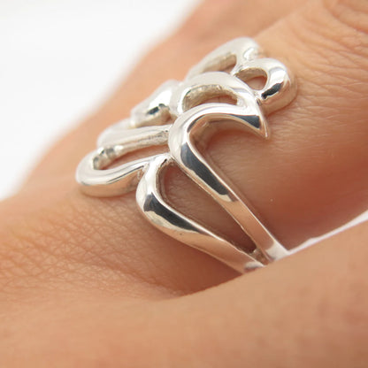 925 Sterling Silver Vintage Abstract Modernist Ring Size 8 1/4