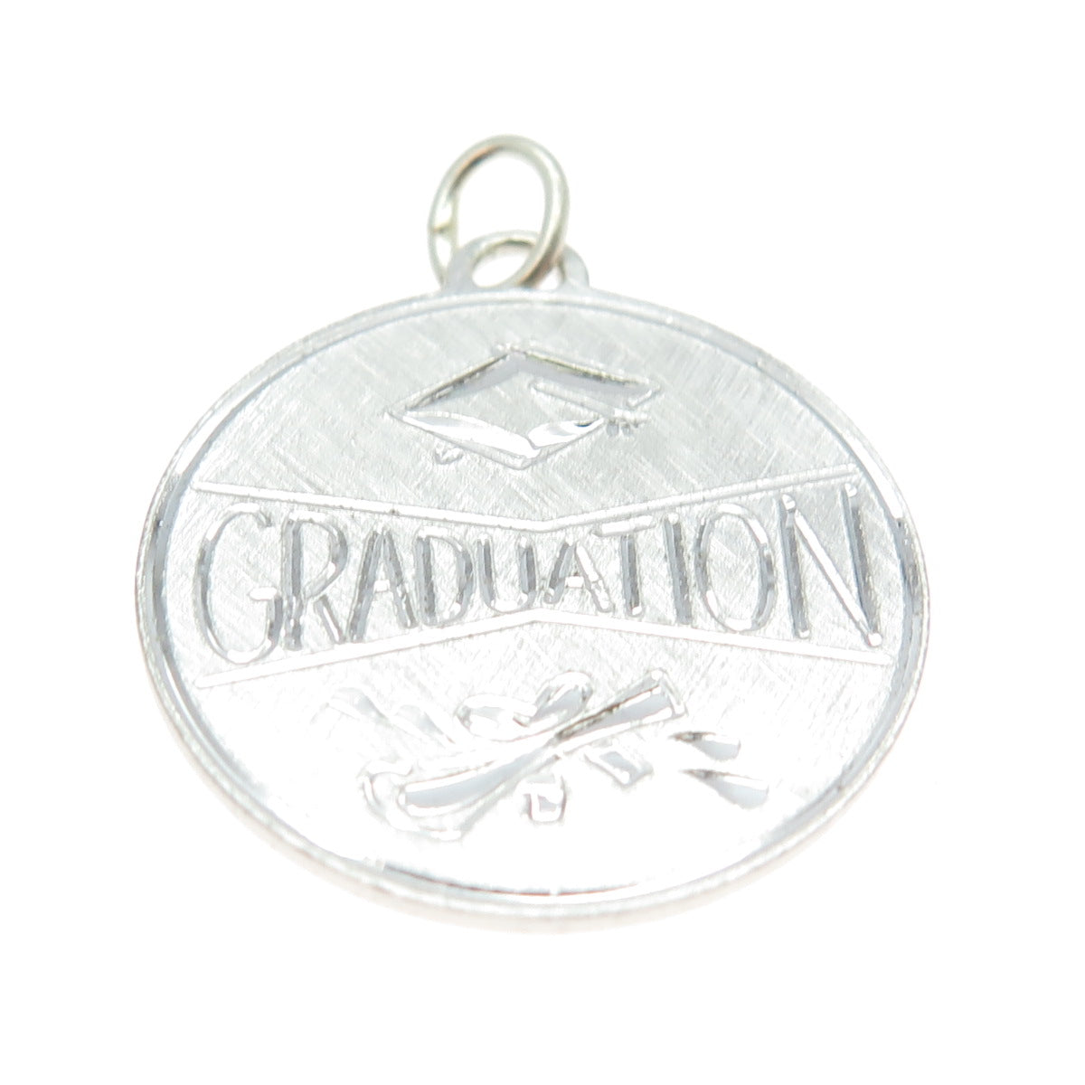 BEAU 925 Sterling Silver Vintage Engraved Graduation Round Pendant