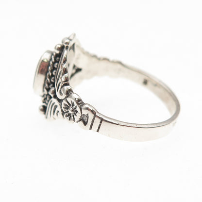 925 Sterling Silver Vintage Real Black Onyx Butterfly Oxidized Ring Size 8.75