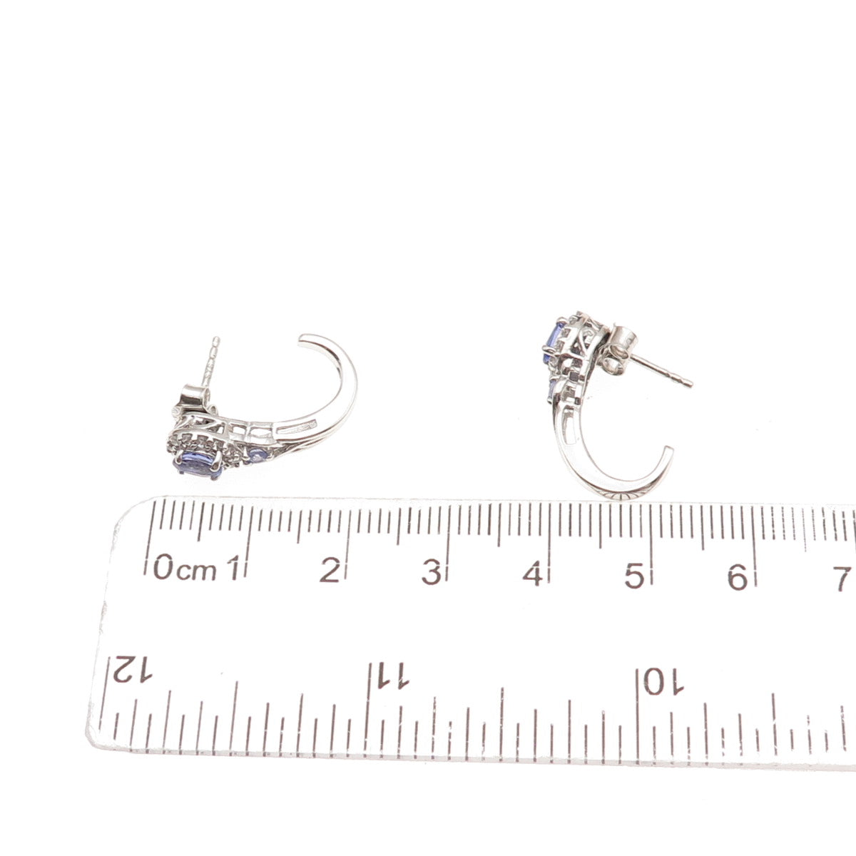 Chuck Clemency 925 Sterling Silver Real Tanzanite & White Topaz Claw Earrings