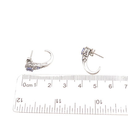 Chuck Clemency 925 Sterling Silver Real Tanzanite & White Topaz Claw Earrings