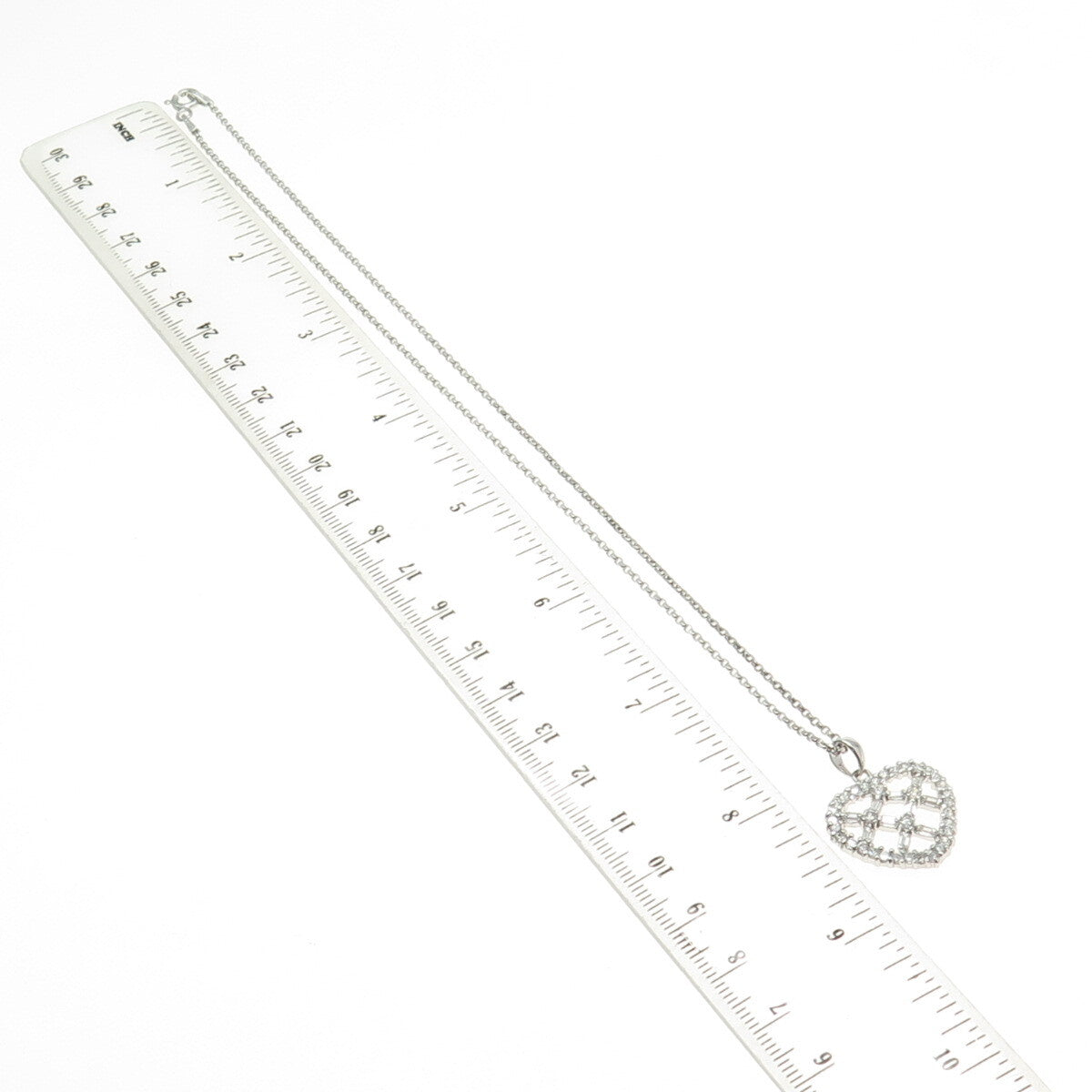 925 Sterling Silver Round & Baguette-Cut C Z Heart Cable Chain Necklace 16"
