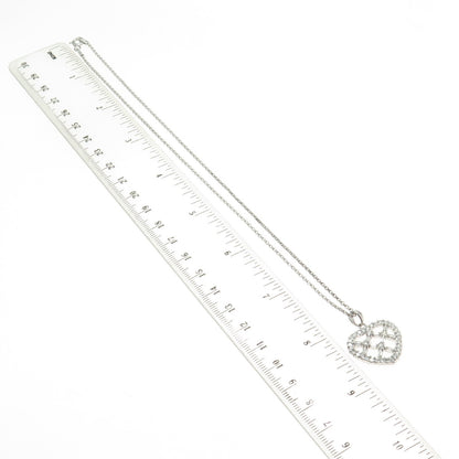925 Sterling Silver Round & Baguette-Cut C Z Heart Cable Chain Necklace 16"