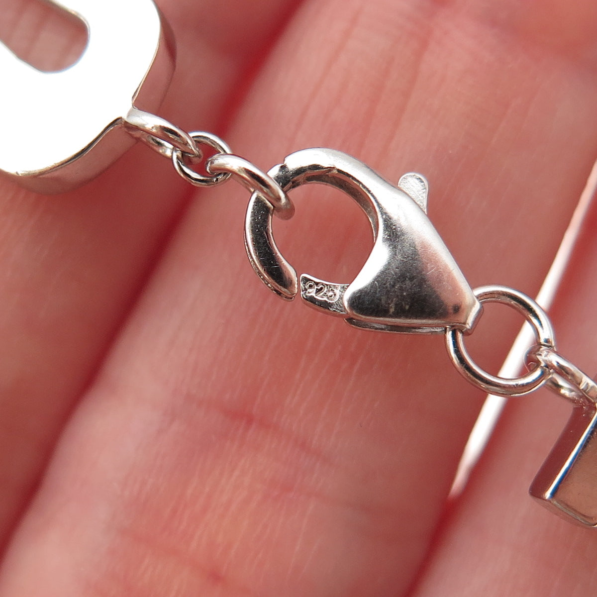 925 Sterling Silver I Love You Link Bracelet 6.25"