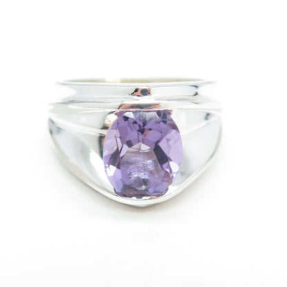 HAN 925 Sterling Silver Vintage Real Amethyst Ring Size 6.75