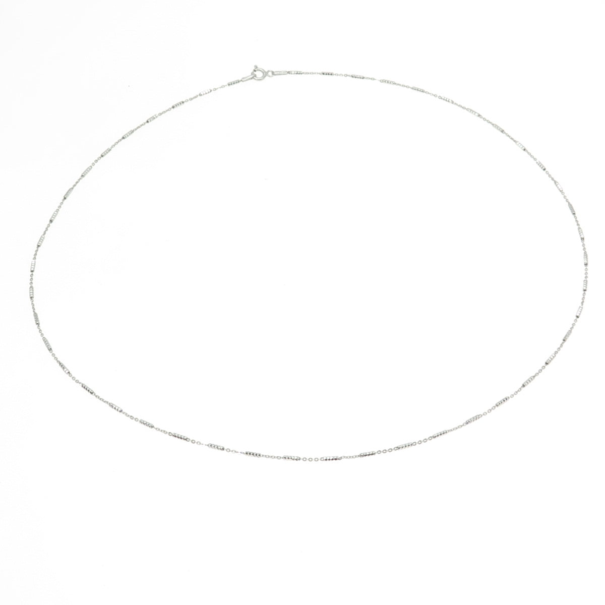 925 Sterling Silver Italy Figaro Diamond-Cut Bar Chain Necklace 20"