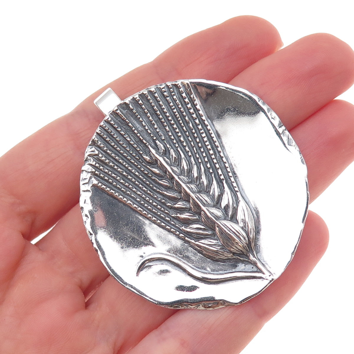 James Avery 925 Sterling Silver Vintage Wheat Sheaf Harvest Medallion Pendant