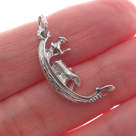 RQC REMBRANDT 925 Sterling Silver Vintage Venice Gondola Minimalist Pendant