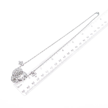 AM LEE 925 Sterling Silver Antique Art Deco Rhinestone Filigree Necklace 16"