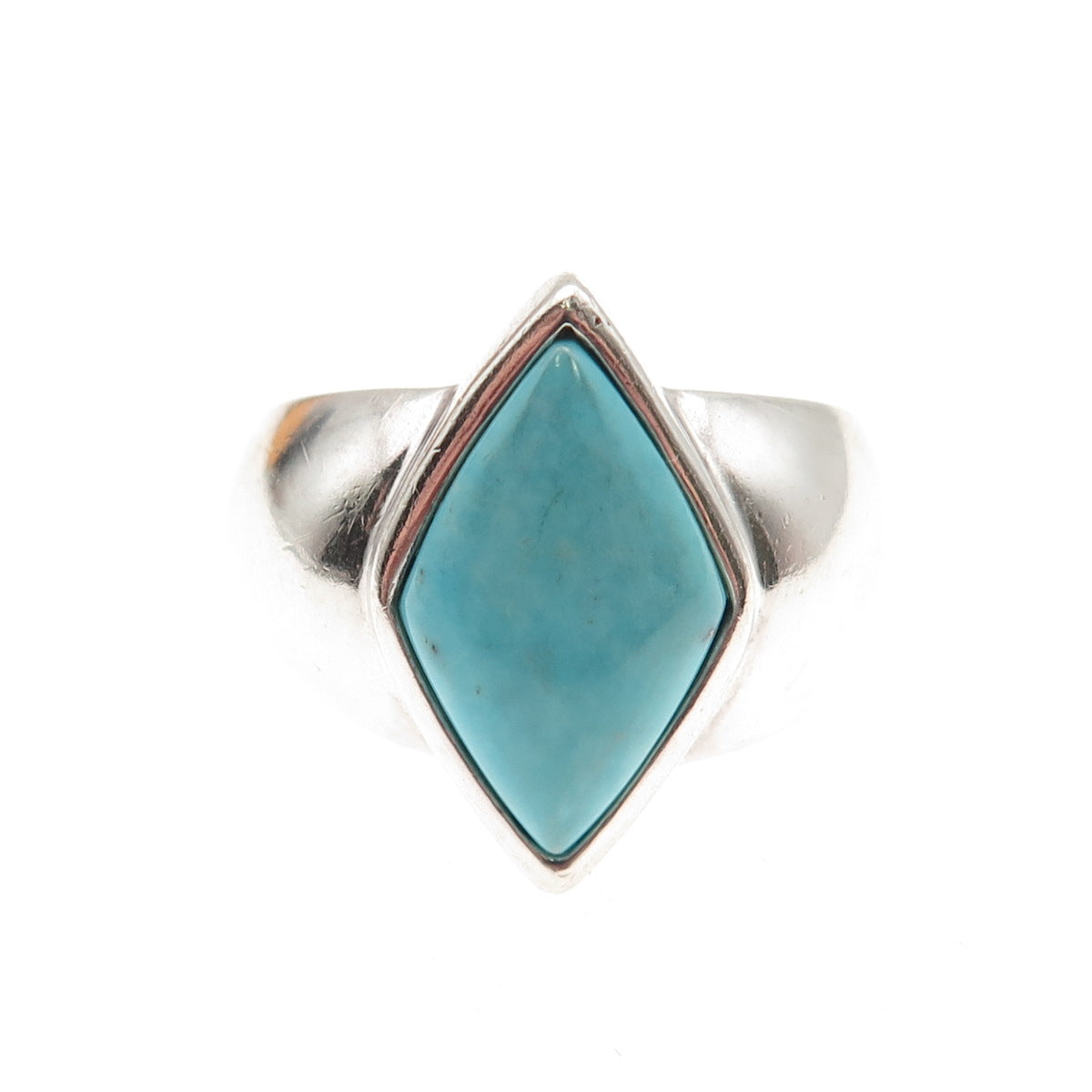 Shube 925 Sterling Silver Vintage Real Turquoise Modernist Ring Size 9