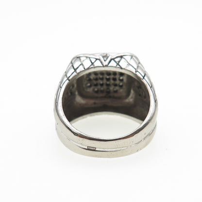 925 Sterling Silver Round-Cut C Z Oxidized Ring Size 8.25