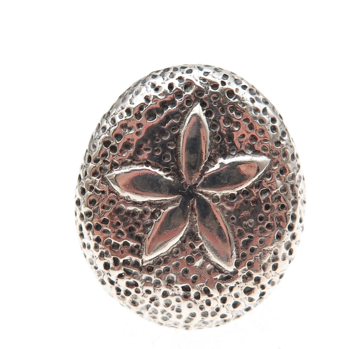 925 Sterling Silver Vintage Italy Sand Dollar Oxidized Ring Size 8.5
