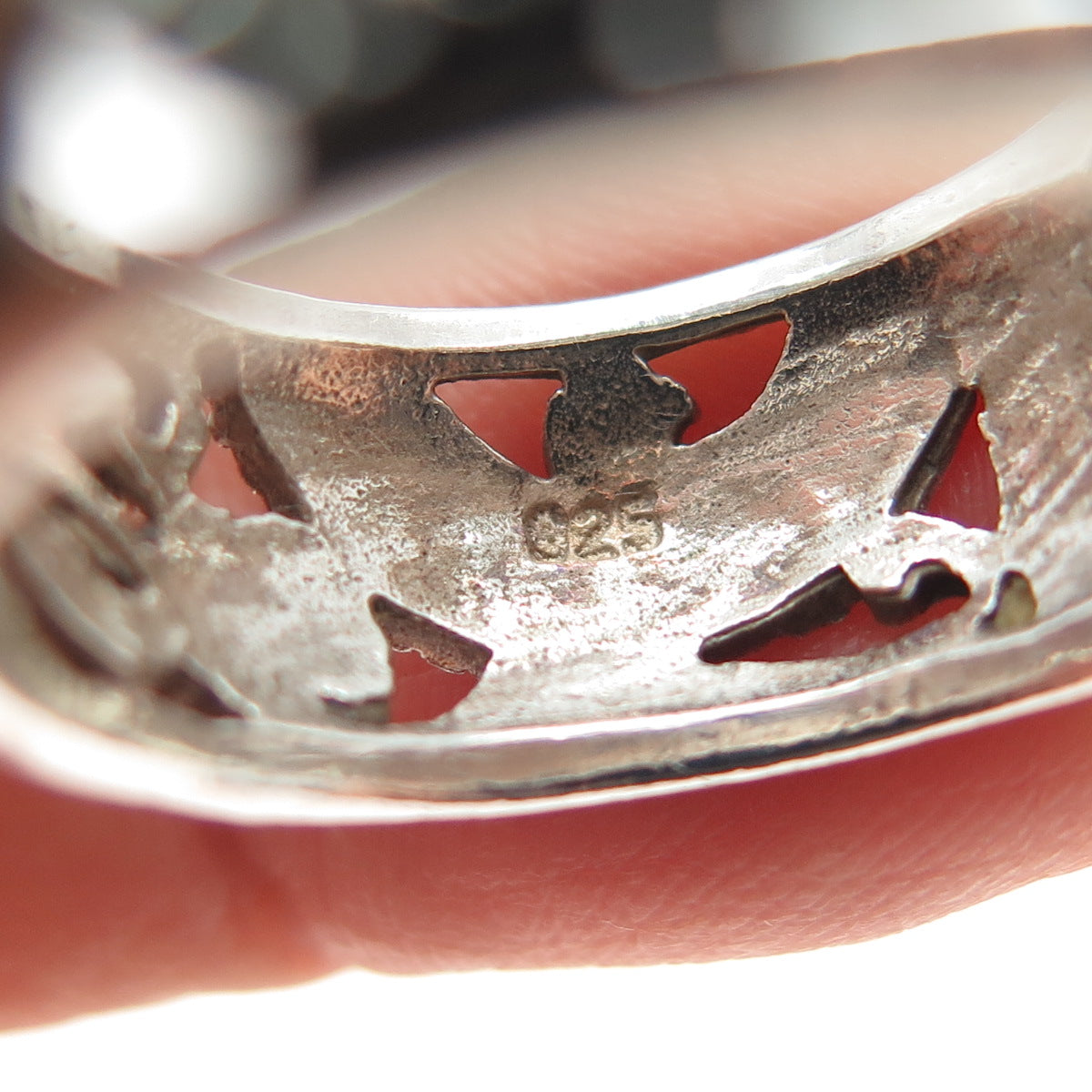 HAN 925 Sterling Silver Vintage Flower Blossom Oxidized Band Ring Size 8.75