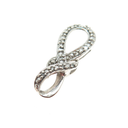 925 Sterling Silver Real Round-Cut Diamond Twisted Knot Pendant