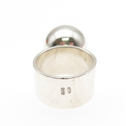 800 Silver Vintage Italy Modernist Ball Ring Size 6.75