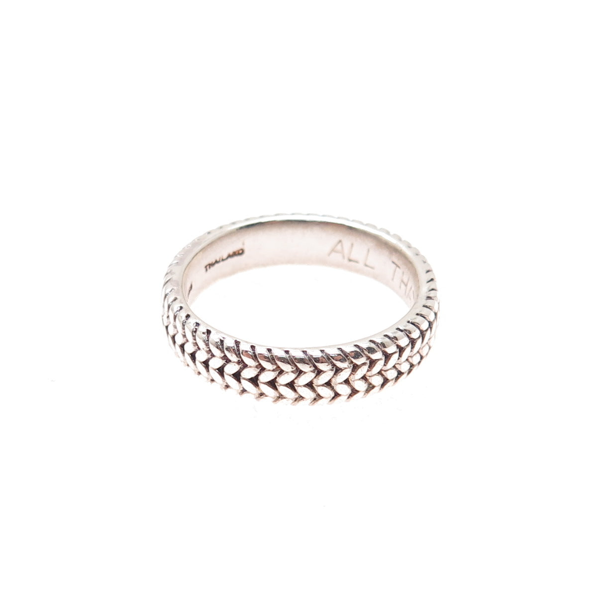 925 Sterling Silver Vintage Wheat Link Band Ring Size 6
