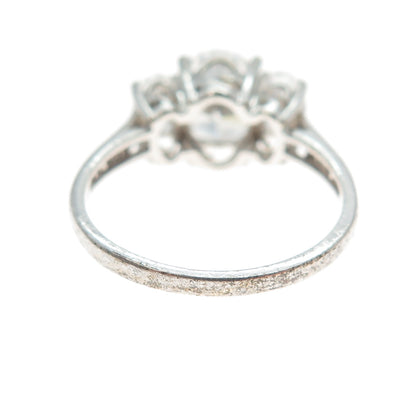 925 Sterling Silver Oval-Cut C Z Engagement Ring Size 7.25